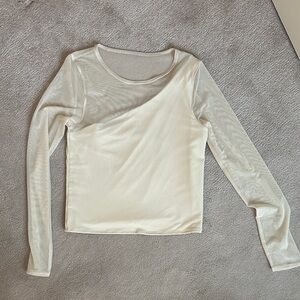 Abercrombie One Shoulder Cream Mesh Top